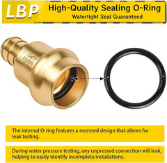 12 Pack 1/2″ Press X 1/2″ PEX Crimp Coupling Brass Fittings – Lead-Free Copper P