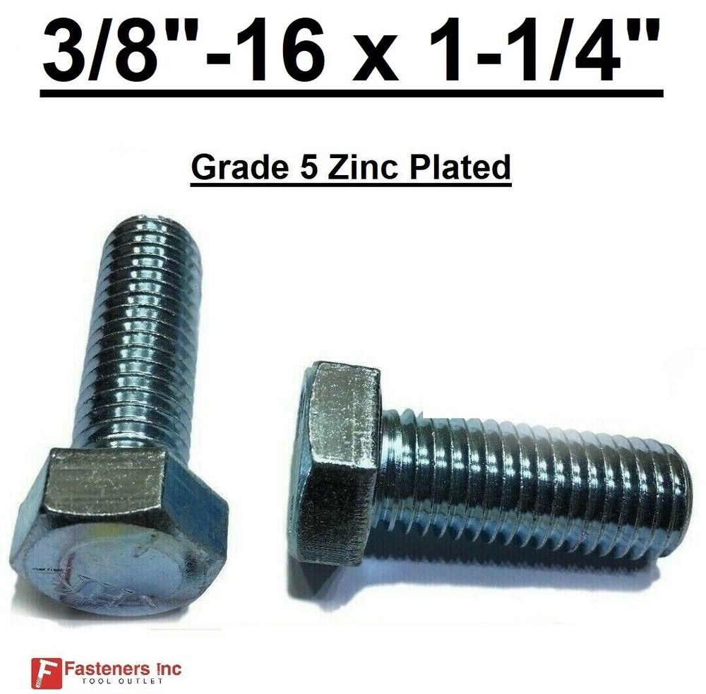 3/8-16 x 1-1/4″ (FT) Hex Bolt Zinc Plated Grade 5 Cap Screw Coarse Thread