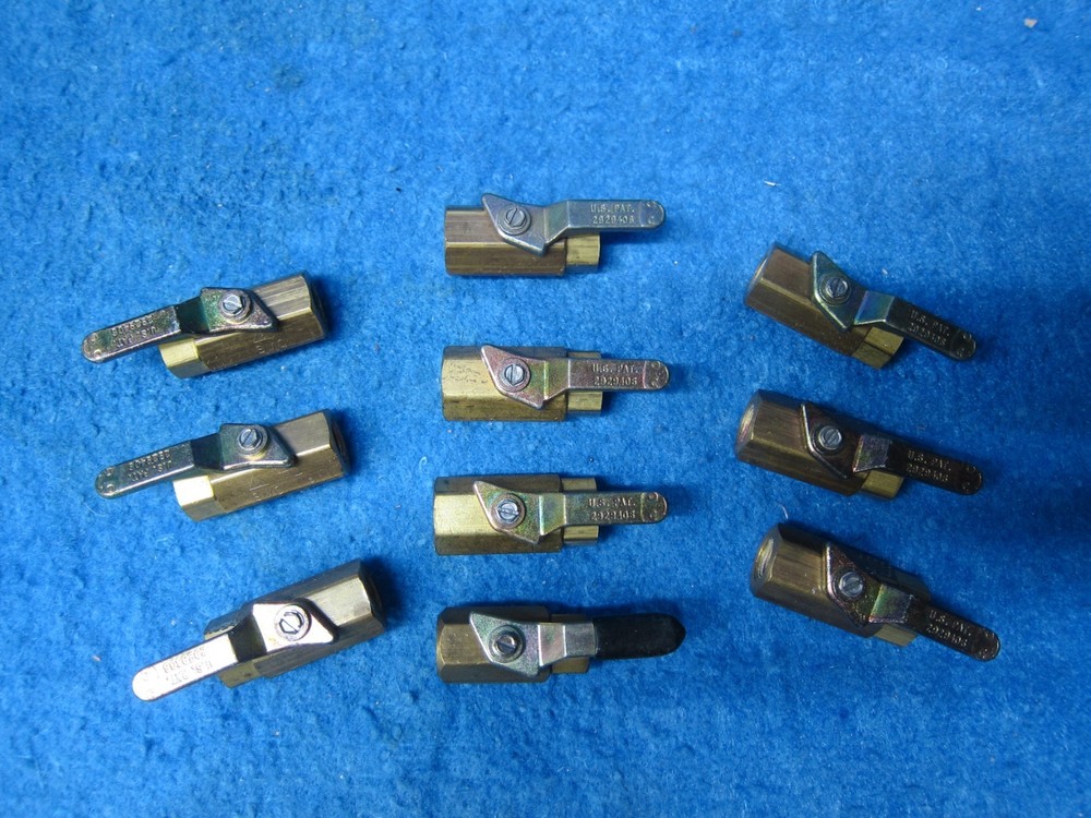 1/8″ X 1/8″ FNPT Brass Mini Ball Valves, One lot of ten valves.