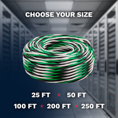 12 AWG THHN Twisted Stranded Copper Wire 3 Conductors PVC/Nylon Jacket 25-250 FT
