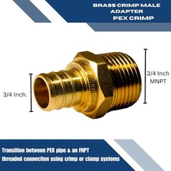 100 PCS. 3/4″ PEX X 3/4″ MALE NPT THREADED ADAPTER BRASS CRIMP FITTING LEAD FREE