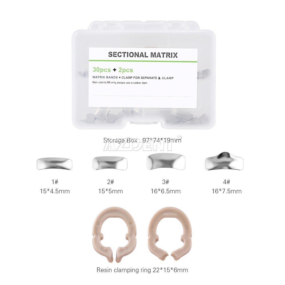 Dental Sectional Contoured Metal Band Metal Matrices Matrix Ring Resin Refill F1