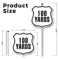 100 Yards Golf Course Running Race Shield Shaped Sign With Stake