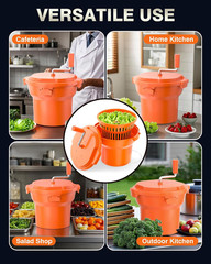 Commercial Salad Spinner – 2.5 Gallon Salad Dryer W/Aluminum Handle & Draining H