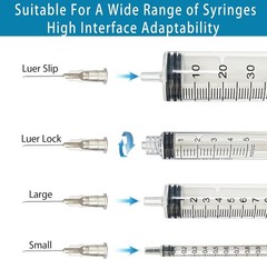 100 Pack 27G 5/8 Inch Luer Lock Syringes for Scientific Applications