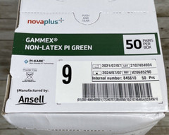 1 Box Gammex NovaPlus Non-Latex PI Green Surgical Glove Size: 9 *See Dates*