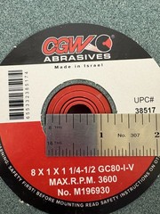 8″ X 1″ X 1-1/4″ WITH BUSHINGS 80I GREEN BENCH WHEEL SILICON CARBIDE CGW 38517