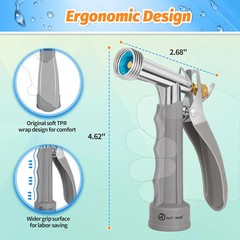 Full Size Garden Hose Nozzle 2 Pack, High Pressure Pistol Grip Water Nozzle Spra