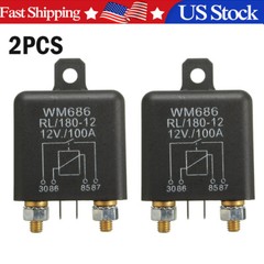 2PC 12V 100Amp 4-Pin Heavy Duty ON/OFF Switch Split Charge Relay For Auto Boat~