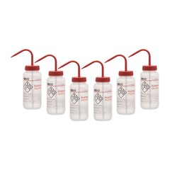 6PK Acetone Wash Bottle, 500ml – Wide Mouth, Pre-Labeled – LDPE – Eisco Labs