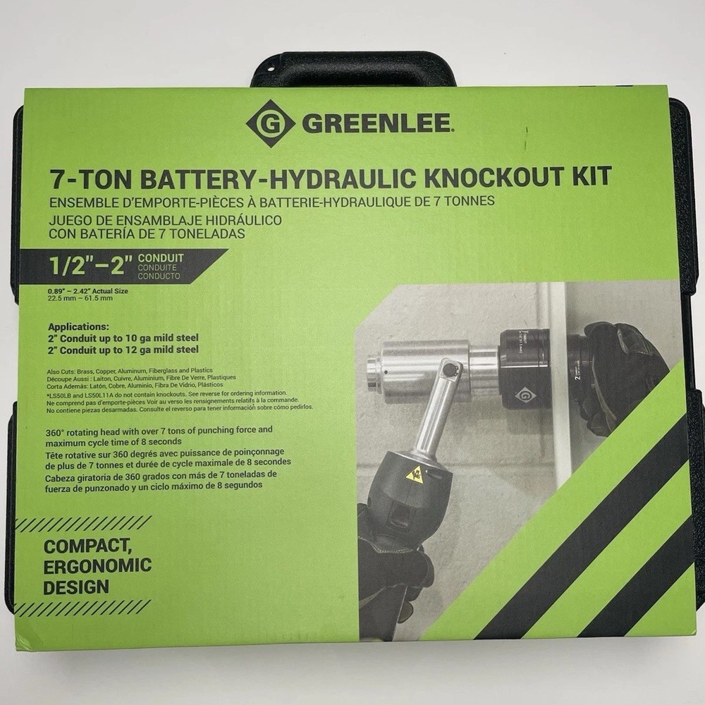 NEW Greenlee LS50L11A 7 Ton 11A 18V Battery-Powered Knockout Punching Tool Kit