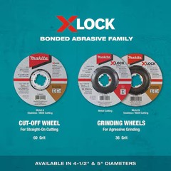 X-LOCK 5 in. x 0.045 in. x 7/8 in. 60-Grit General Purpose Thin Cut‑Off Wheel fo