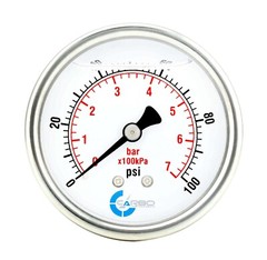 2.5″ LIQUID FILLED PRESSURE GAUGE 0 – 100 PSI, STAINLESS STEEL CASE BACK MOUNT