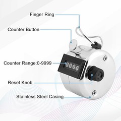 Hand Tally Clicker Counter 4 Digit Metal Mechanical Hand Counter 2 Pcs