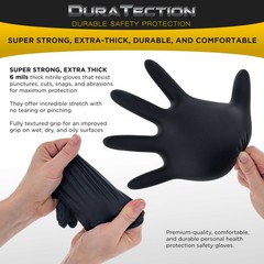 Dura-Gold HD Black Nitrile Disposable Gloves, Box of 100, Size X-Large, 6 Mil