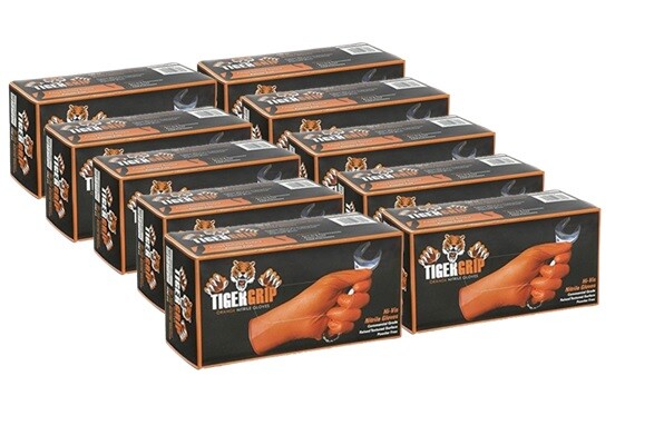 Tiger Grip Nitrile Gloves – 7MIL Hi-VIS Orange – 10 Boxes – 1 Case