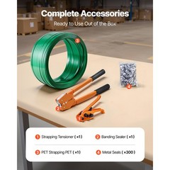 Uimoso Banding Strapping Kit with 5/8″ 1000ft PET Strap and 300 Metal Seals