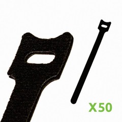 8 Inch Hook and Loop Reusable Strap Cable Cord Wire Ties 50 Pack Black