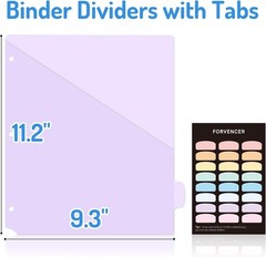 Multicolor 96 Count 8-Tab Plastic Binder Dividers with Pocket for LetterSize