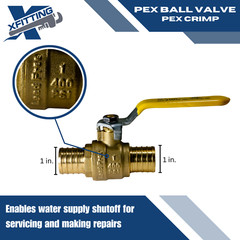 100 Pieces 1 Inch Pex Ball Valve, 1″ Pex Ball Valve, Lead Free Brass, Full Port