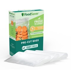 FoodSaver Quart Pre-Cut Vacuum Seal Bags, Easy Use Vacuum Storage Bags, Align…
