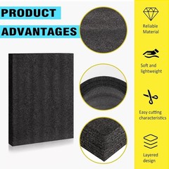 6 PCS Black Customizable Polyethylene Foam Sheets Thick Padding 12x16x0.5 Inch