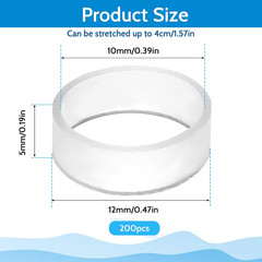 200 Pieces 0.5 Inch Small Elastic Silicone Rubber Bands Clear Strong