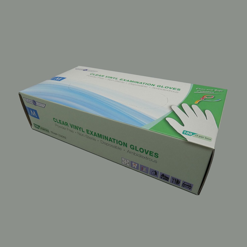Clear Vinyl Examination Gloves, 100/box