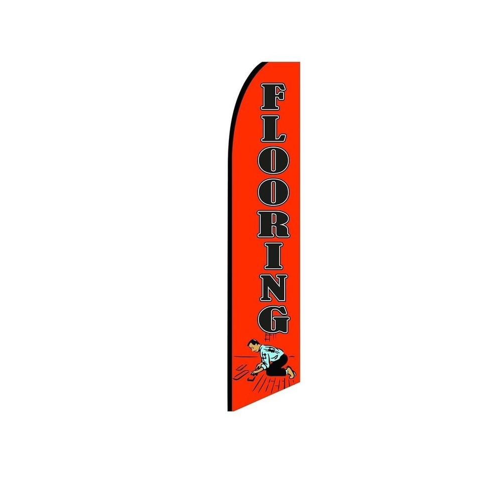Flooring Orange Swooper Flutter Feather Flag | 3ft W x 11.5ft Tall