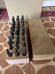 vintage young brothers 1/8″ steel letter stamps gruv grip set of 27 pieces usa