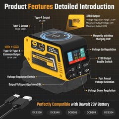 300W DC 2-30V Adjustable Voltage Regulator Compatible with Dewalt 20V Battery