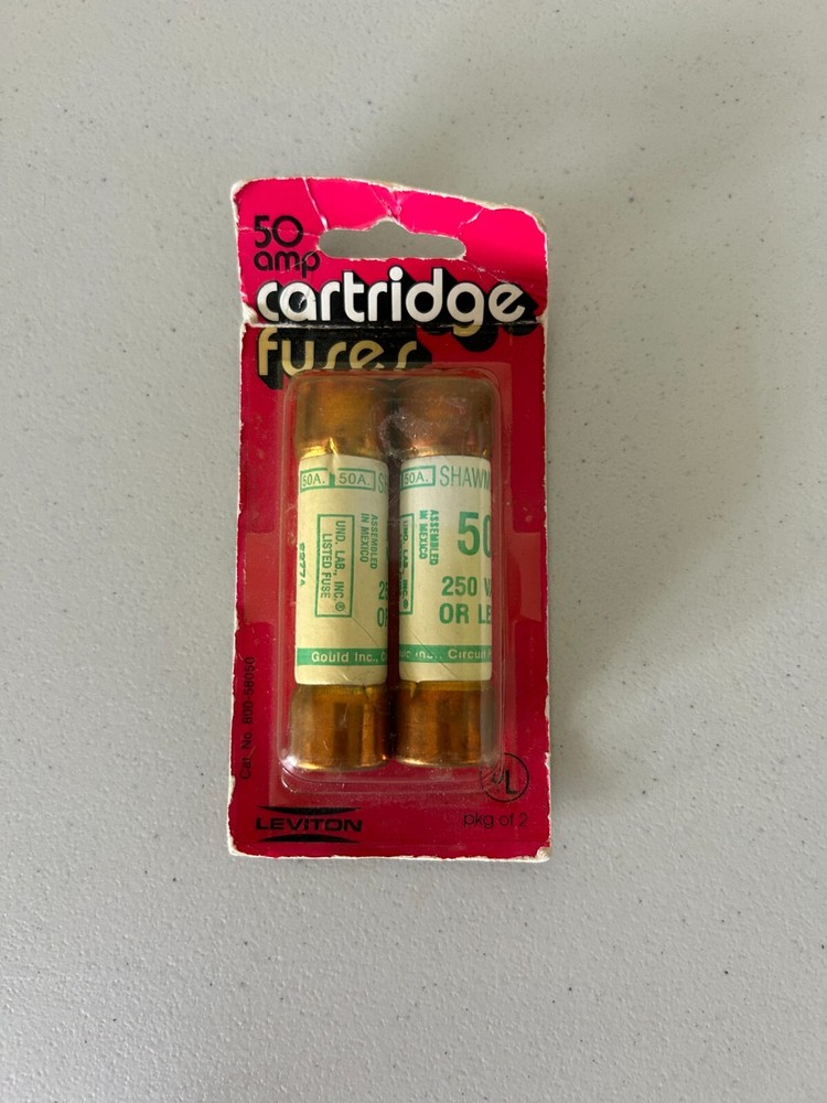 Vintage Retro Unopened 50AMP Cartridge Fuses 2PK – Leviton 800-58050