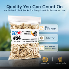 Rubber Bands #64 Postal Size 3.5in X 0.25in Heavy Duty Made in USA Office Home