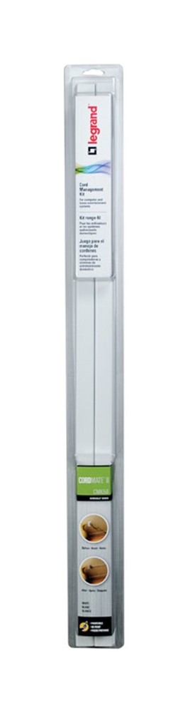 Wiremold CMK50 CordMate White PVC Paintable Cord Cover Kit with 30 L in. Cord