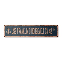 USS FRANKLIN D ROOSEVELT CV 42 Vintage Street Sign us navy ship veteran sailor