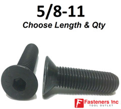 5/8-11 Flat Head Cap Screw Black Oxide Thread Socket (Choose Length & Qty)
