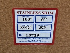 TBI SSN-20 Stainless Shim 6” Wide 100 Inches x 6” Coil Thinck .020
