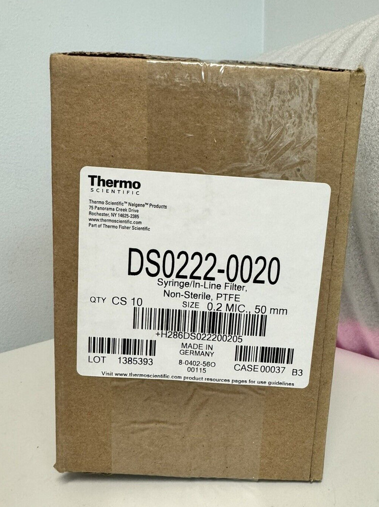 THERMO NALGENE SYRINGE/IN-LINE FILTER PTFE NS 50MM, 0.20 um. 10/pk, DS0222-0020