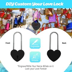 Gradleen 15PCS Black 3.5″ Heart Lock Love Padlock with Key 50mm