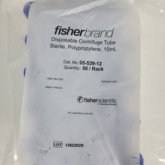 50-Pack Fisher Brand 15mL Disposable Centrifuge Tube 05-539-12 Polypropylene