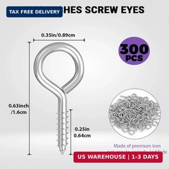 300PCS Eye Screws, 0.63 Inch Heavy Duty Screw Eye Hooks,Self Tapping Eye Bolts,