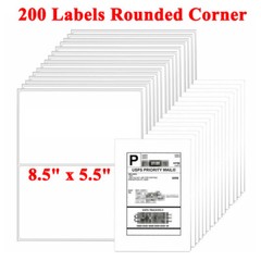 8.5″ X 5.5″ Rounded Corner Half Sheet Self Adhesive 200 Shipping Postage Labels