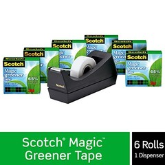 Scotch Magic Greener Tape Plant Based 3 4 W x 900 L Eco Friendly Dispenser