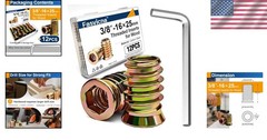 Industrial Grade 3/8″-16 Wood Insert Nuts Set – 12 Pack with Installation Guide