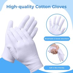 Gentle 100% Cotton Gloves for Dry Hands – 3 Pairs for Nighttime Moisturizing