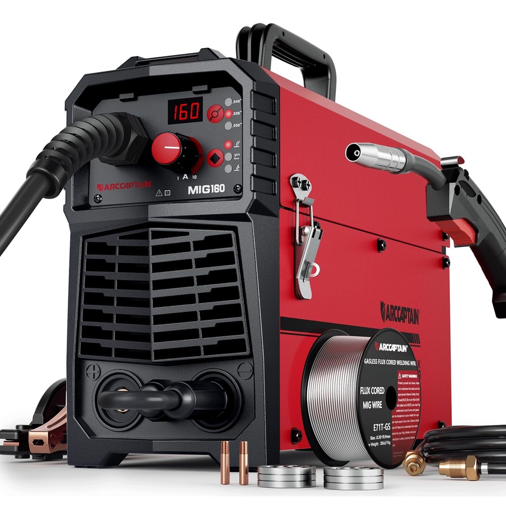 ARCCAPTAIN 160A MIG Welder 110V 220V 4 in 1 Welding Machine Gas Red+black