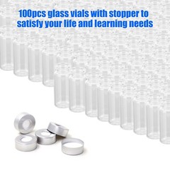 100pcs Lab 10ml Clear Vials+Caps 20mm Glass Bottles HPLC Beveled Edge Crimp Top