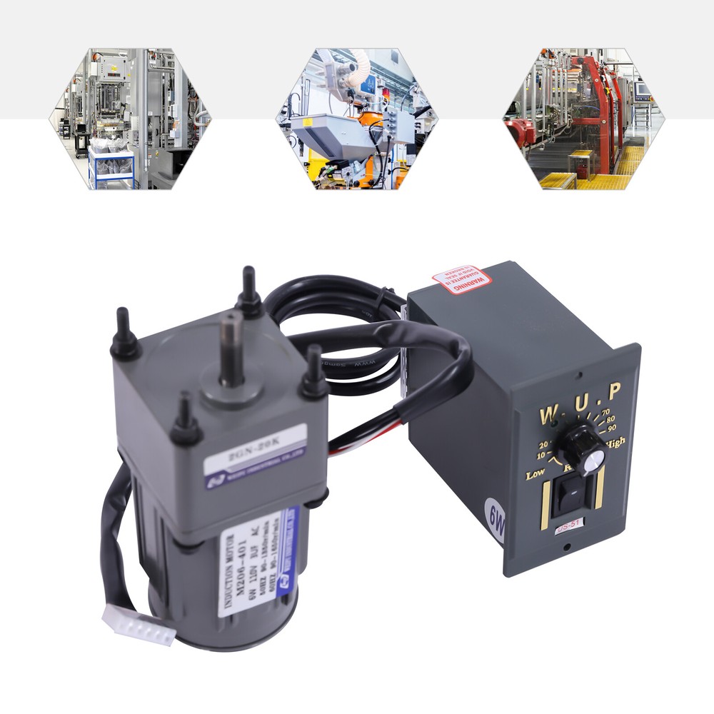 110V Gear Motor with Speed Controller – Adjustable Speed Regulator (20K)