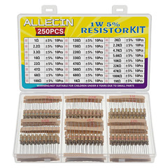25 Values 1W Carbon Film Resistor Kit from 1 Ohm to 1M Ohm 1 Watt 5% Resistors