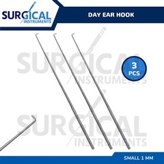 3 Pcs Day Ear Hook 6.5″ Small 1 MM ENT Surgical Instruments German Grade